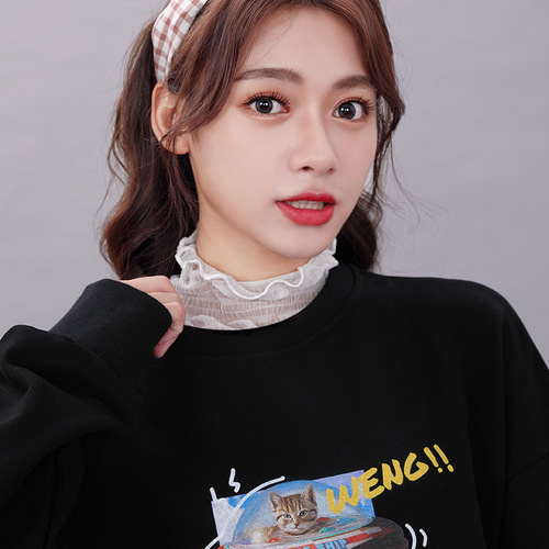 South Korean autumn and winter lace edge pseudo collar shirt collar versatile black and white decorative sweater collar