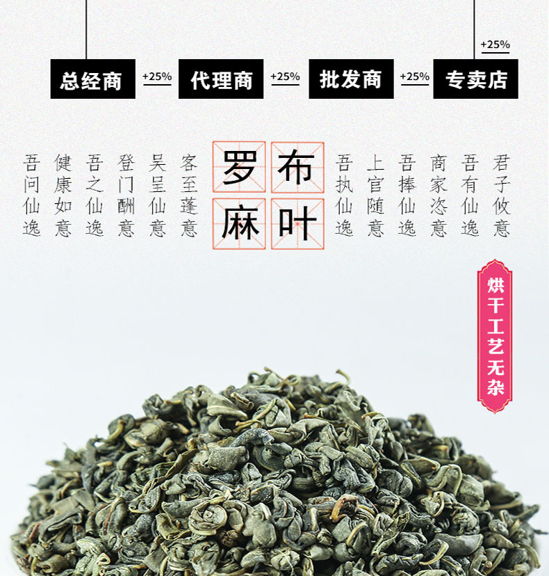 Luo Bu Ma Tea Apocynum Leaf Tea 500g Loose Dried Luobuma Herbal Tea from Xinjiang overview