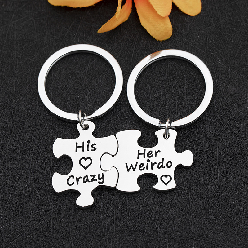 Fashion Square Couple Splicing Alloy Keychain display picture 6