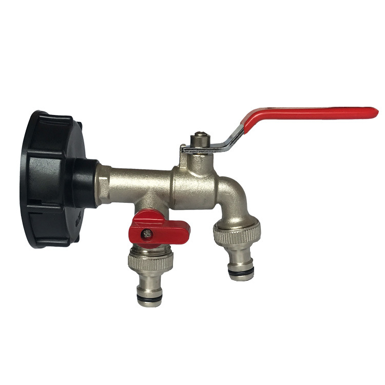 1000L桶 IBC吨桶方桶转换接头 双头黄铜水龙头