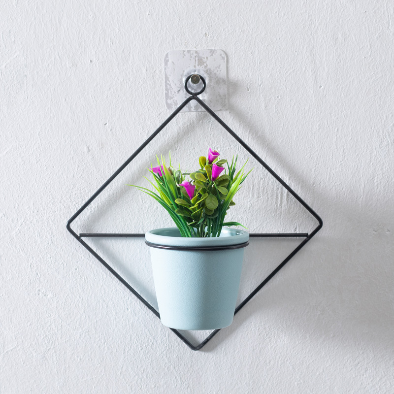 Decoración de la pared floral Flor de plástico maceta de hierro soporte creativo decoración colgante arreglo floral arte simple fabricante