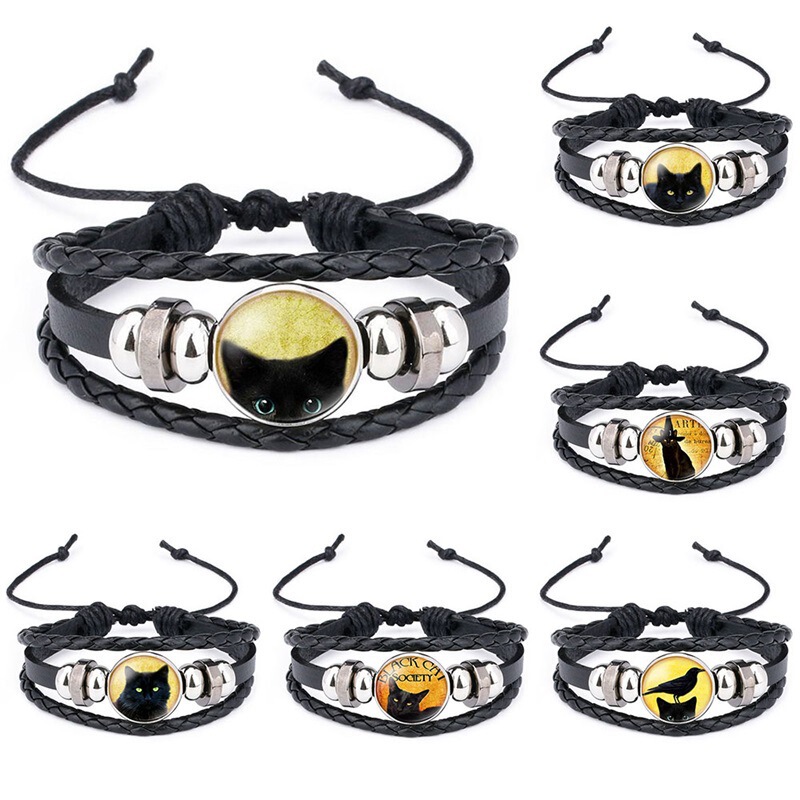 Amazon hot Halloween black cat bird Time gem bracelet stall supply factory direct wholesale