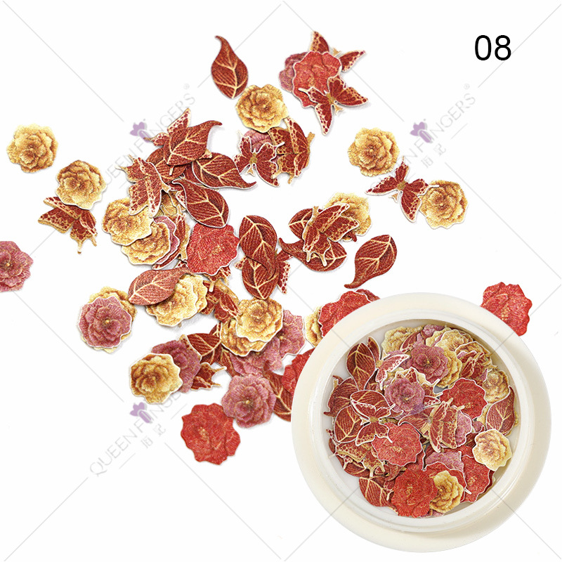 Princesa accesorios de uñas ins estilo color mezclado Año Nuevo Día de San Valentín flor Rosa parche de uñas pieza de pulpa de madera