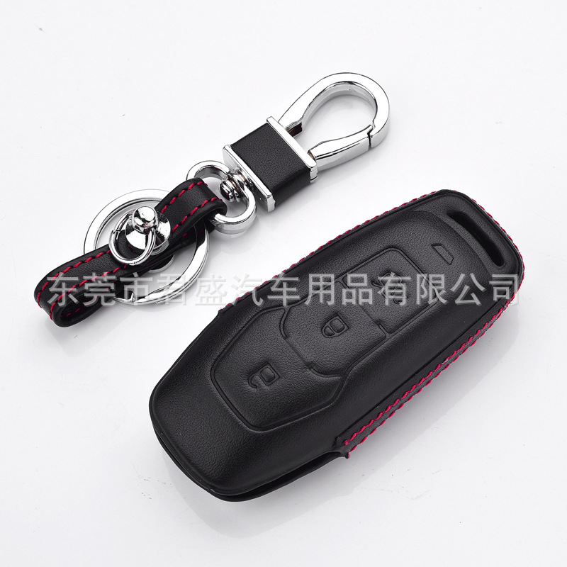 4D真皮车钥匙包适用于福特锐界3键蒙迪欧锐际车钥匙套
