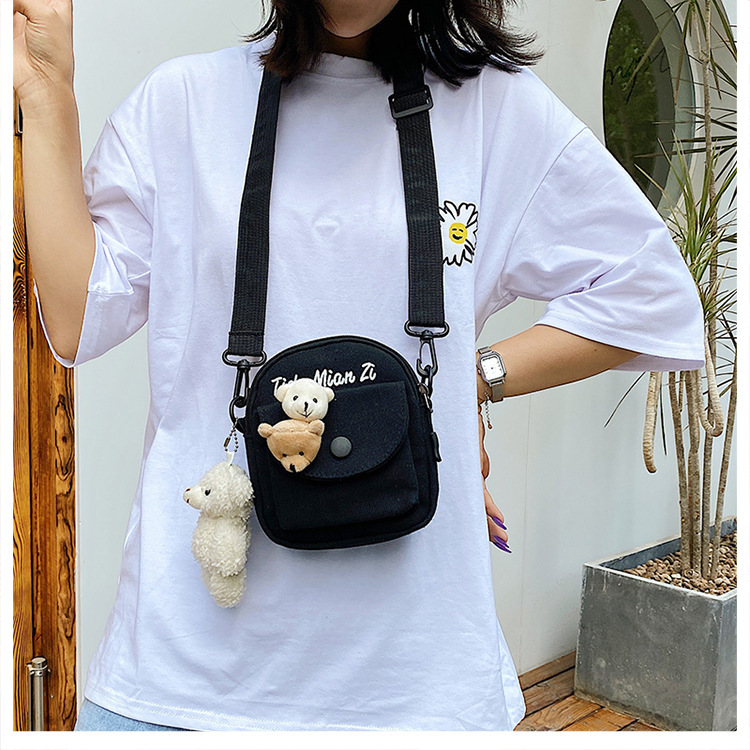 Korean version of Instagram, Japanese style Harajuku, cute and soft girl, with a unique vintage look, girl canvas single-shoulder small crossbody bag, female student undefined