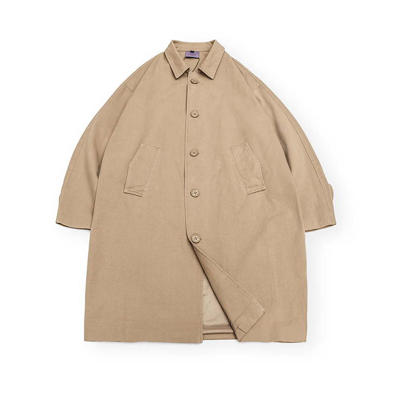 Wuhang Men's Basic Versatile Mid-Length Loose Windbreaker Japanese Retro College Style Jacket Unisex Men HW37