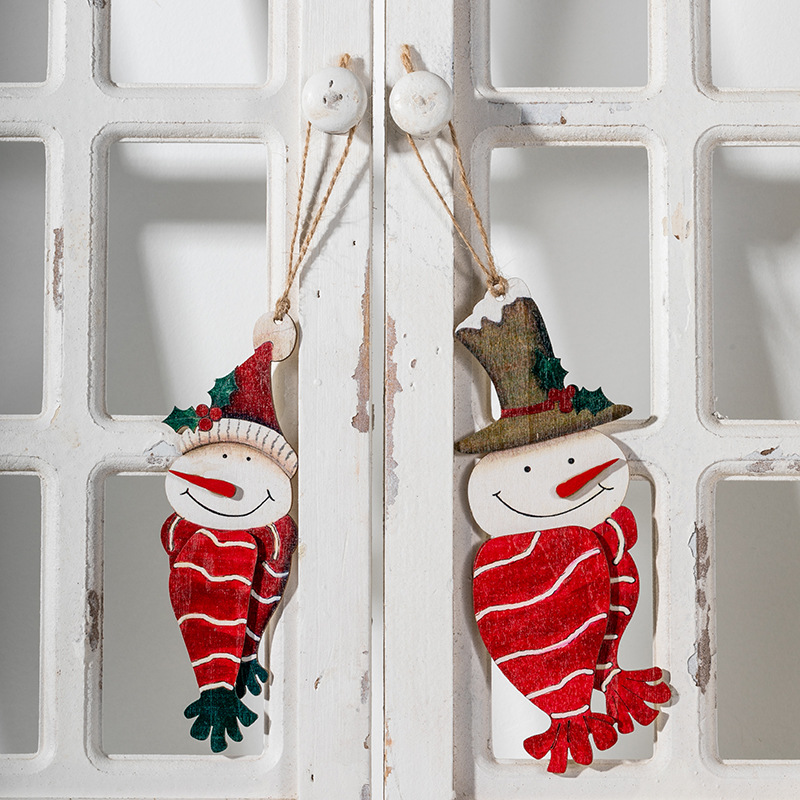 Navidad de madera americana muñeco de nieve colgante de color clip de marcadores de Navidad embalaje de regalos decoración colgante árbol de Navidad dibujado a mano