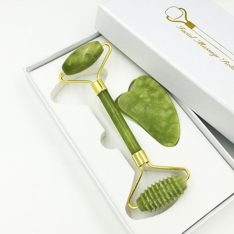 Natural jade beauty device dual-head jade roller face massage complete set beauty device export jade wholesale