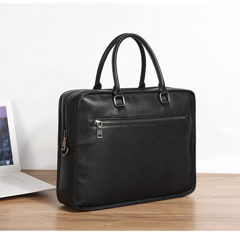 Túi xách tay nam da bò thật ngang 38×9×29 cm đựng laptop 14 inch — Màu đen chi tiết 23