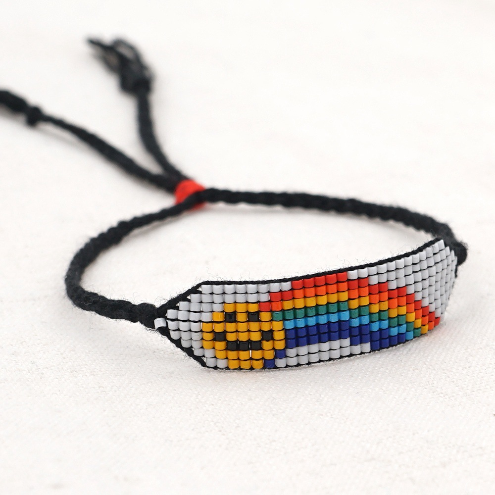 Woven Smiley Rainbow Bohemian Beaded Bracelet display picture 4