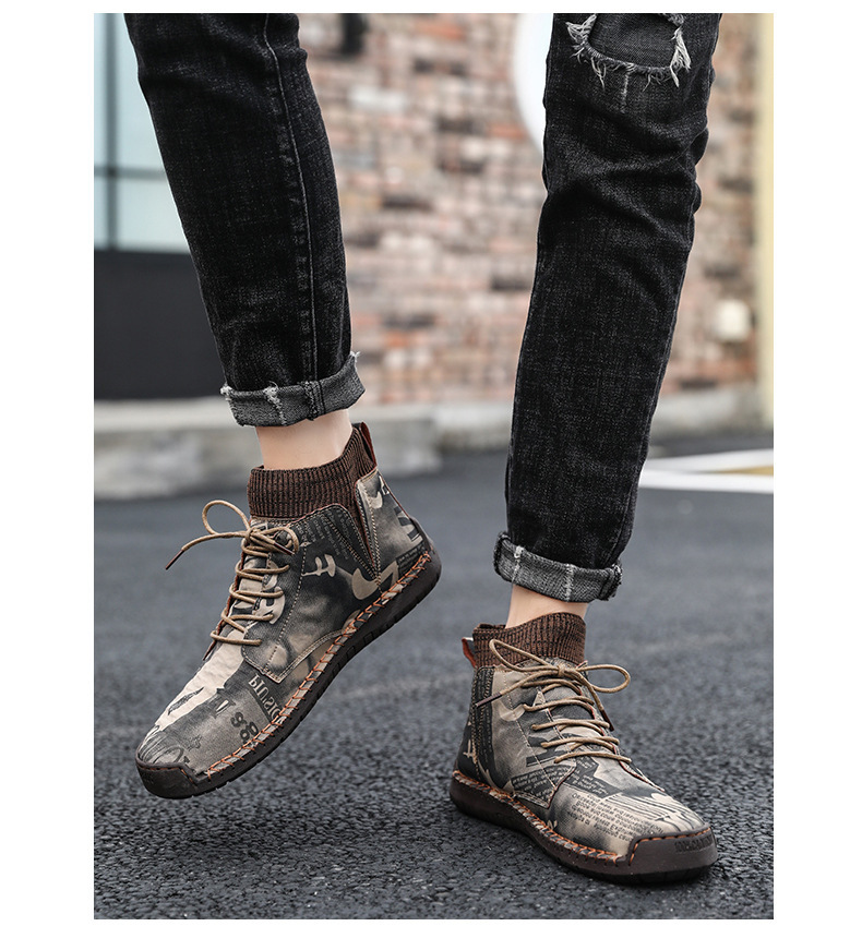 Herrenschuhe Herbst Neue Grenzüberschreitende Große Größe Plus Samt Martin Stiefel Socken Im Mund Zu Helfen Baumwolle Handgenähte Herren_voghion.com