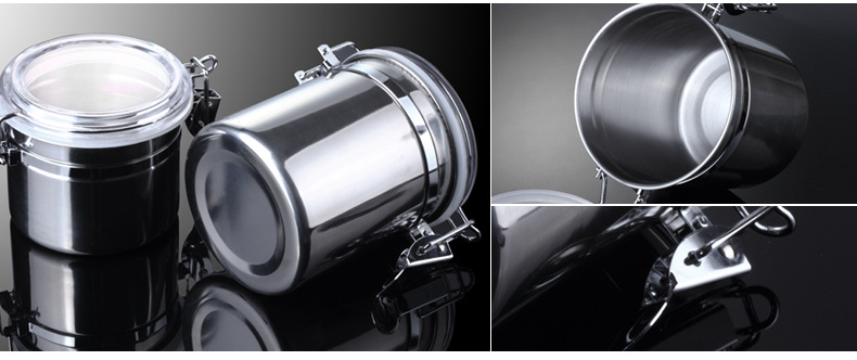 Airtight Storage Jar for Tea Coffee Powder and Dried Goods Korean Style Round Sealed Canister Small 10x7.5cm in use