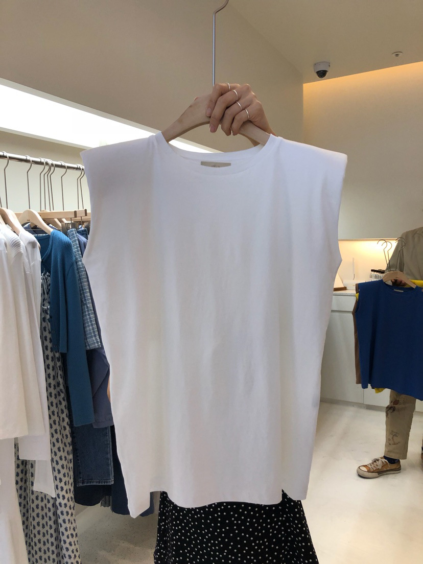 T-shirt senza maniche ampia con scollo rotondo solido per canotta casual estiva dimagrante abbigliamento da donna coreano_voghion.com