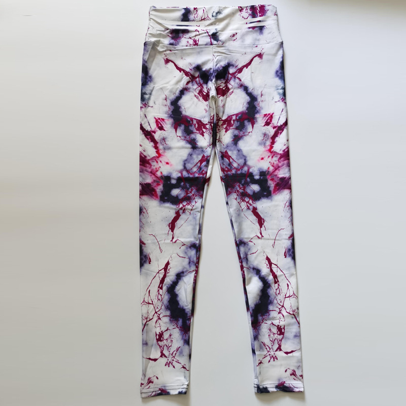 Dames legging met marmerprint elastisch en sneldrogend sport_voghion.com