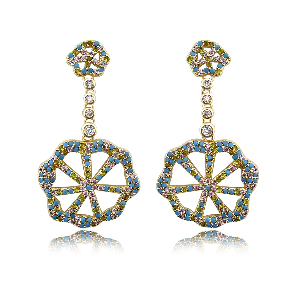 Nueva Moda Pendientes De Lujo Ligeros 925 Aguja De Plata Estrella Hipoalergénica El Mismo Párrafo Pendientes De Rodaja De Limón Chica Pendientes Multicolores Nihaojewelry Al Por Mayor display picture 7