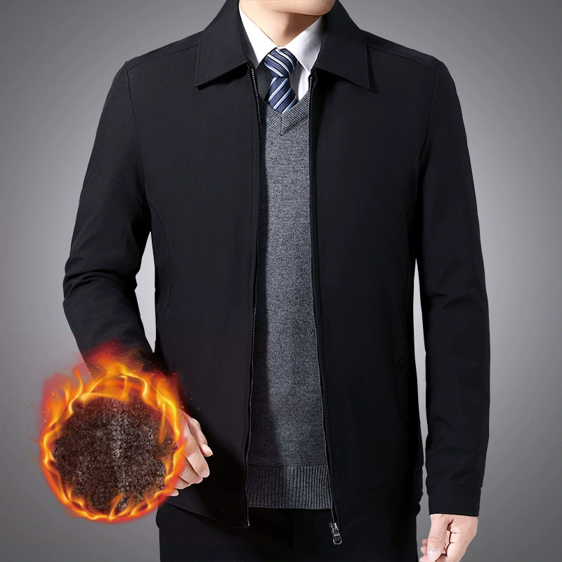 Новая осенне-зимняя одежда для пап, топ на флисовой подкладке, утепленная куртка для мужчин среднего и пожилого возраста, повседневная мужская куртка на флисовой подкладке с воротником