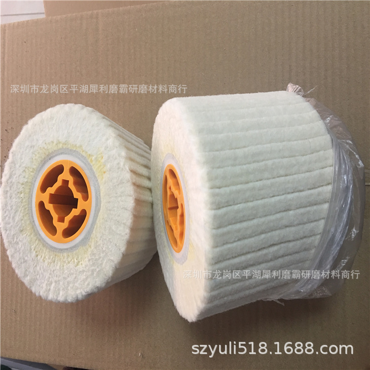 羊毛轮拉丝轮不锈钢专用金属抛光打磨棉布镜面抛亮纤维尼龙轮