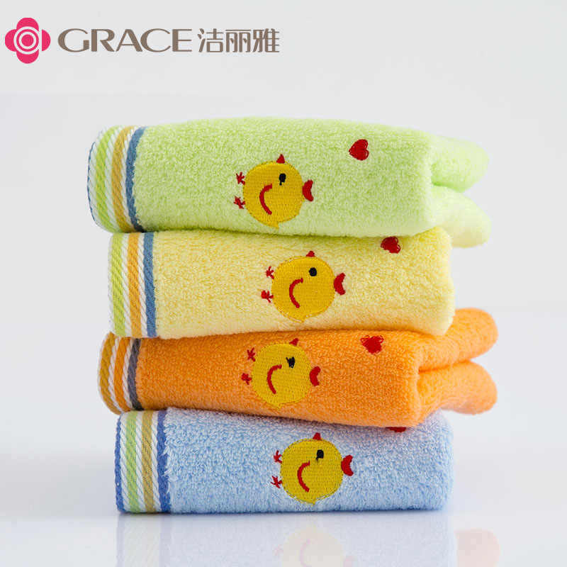 洁丽雅纯棉小毛巾6798成人儿童家居日用吸水洗脸面巾柔软割绒童巾