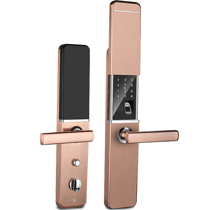 自動下滑蓋智能鎖指紋鎖別墅酒店防盜門鎖公寓出租屋刷卡電子鎖