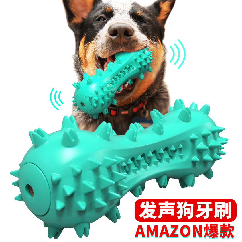 电商热卖狗狗刷牙漏食骨头发声玩具tpr洁齿磨牙清洁玩具宠物玩具