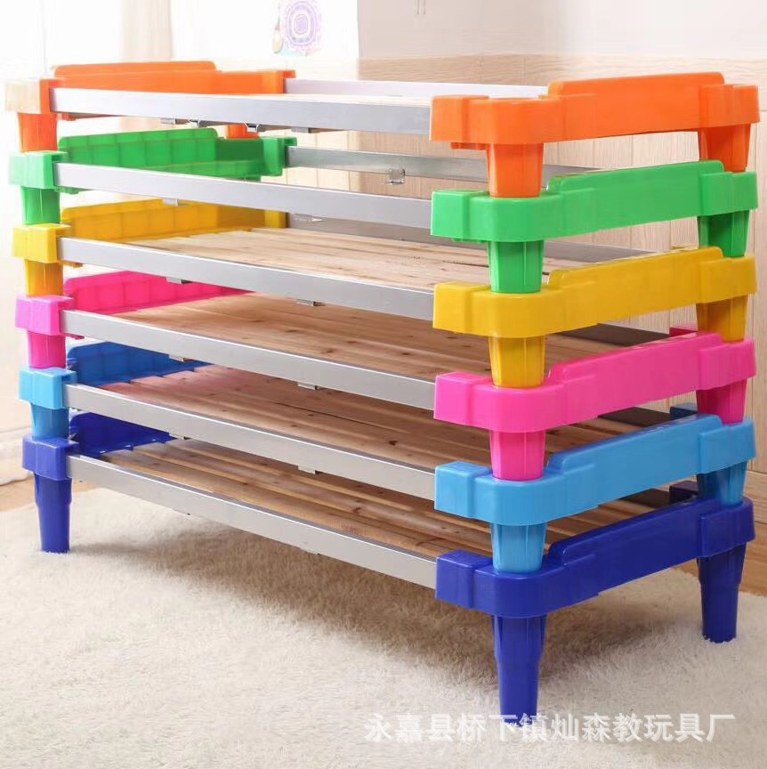 Kindergarten Memo Memo Bed Plastic Wooden Board Stacking Beds Host Small bed Kindergarten bed bed small bed