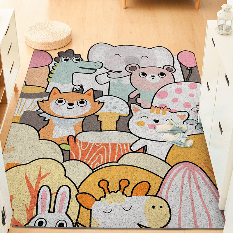 Cartoon Animal Silk Ring Floor Mat Entrance Door Floor Mat Door Dust Mat Entrance Door Mat Factory Customizable