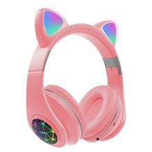 新品M2 M7猫耳朵头戴式蓝牙耳机发光马卡龙色彩全包耳无线耳机5.0