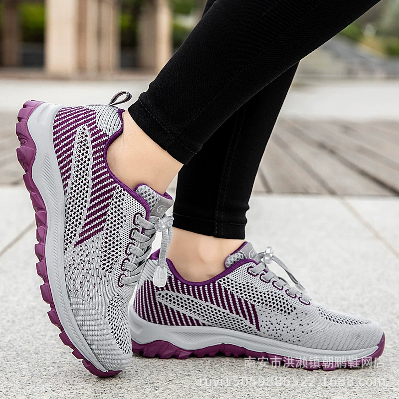 Прогулочная обувь для среднего и пожилого возраста, весенняя обувь для мам среднего возраста, нескользящая Мягкая подошва, удобная Легкая дорожная обувь для пожилых женщин, кроссовки