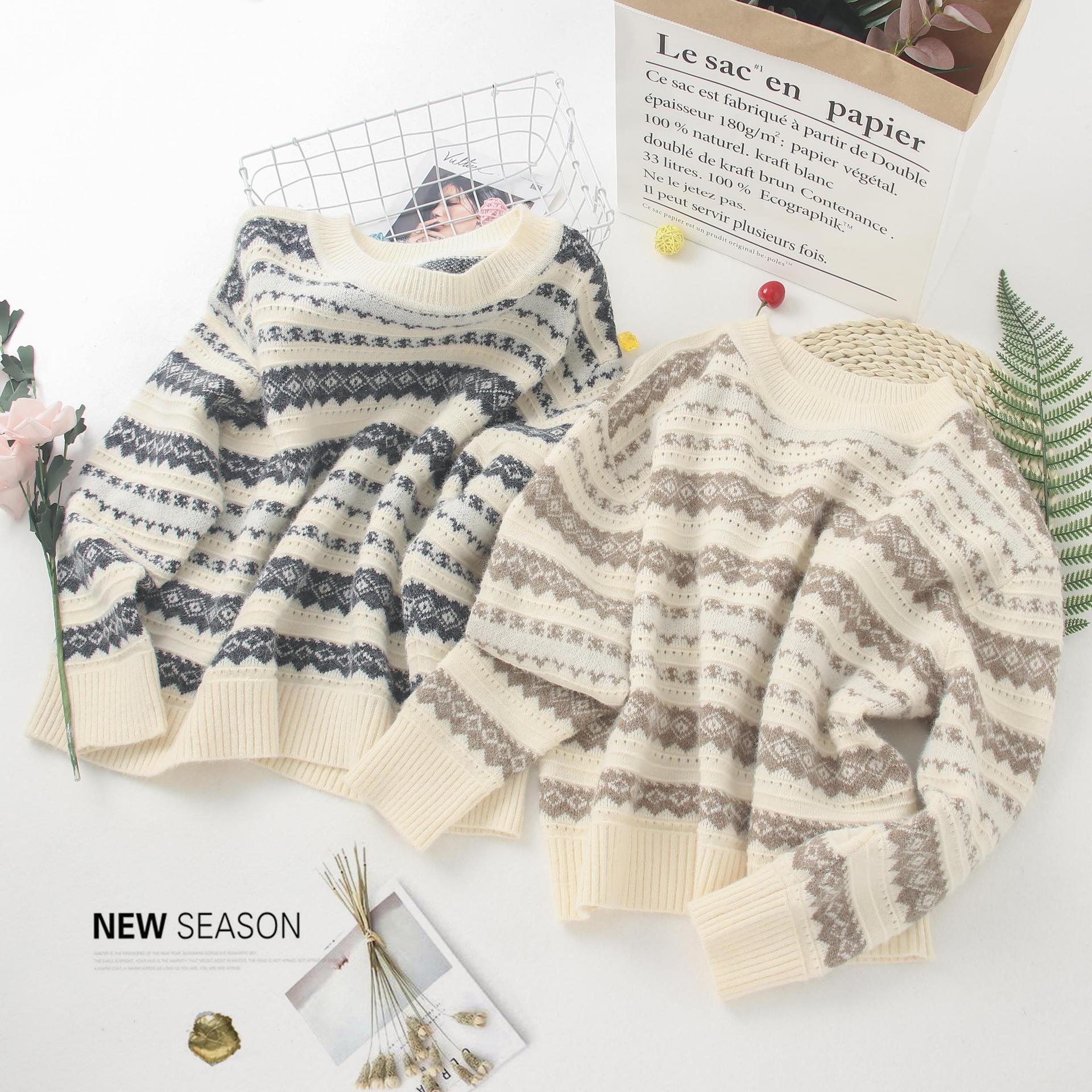 2020秋冬新款复古港风针织毛衣 柔软舒适 INS潮慵懒可爱日常风