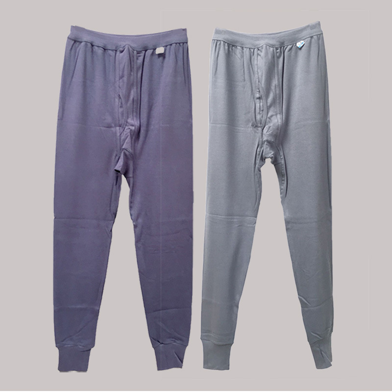 单秋裤男士纯棉批发包邮净色灰色打底线裤秋冬季全棉毛宽松保暖裤|ru