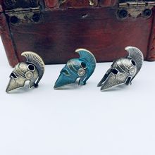 铜钛斯巴达勇士头盔伞绳坠纯铜做旧希腊罗马头盔三孔刀坠吊坠挂件