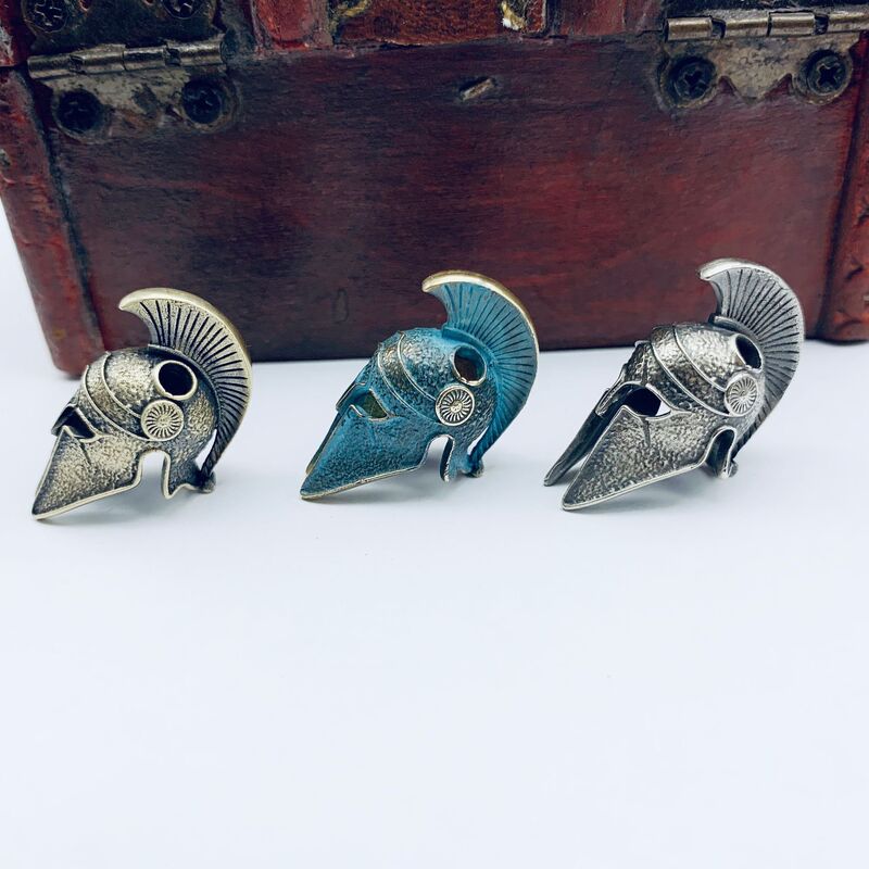 Copper Titanium Spartan Warrior Helmet Umbrella Rope Pendant Pure Copper Old Greco-Roman Helmet Three-hole Knife Pendant Pendant Copper Titanium Spartan Warrior Helmet Umbrella Rope Pendant Pure Copper Old Greco-Roman Helmet Three-hole Knife Pendant Pendant