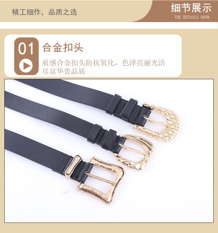 Combination With Black Gold Buckle Belt Ladies Fashion Pattern Pin Buckle Decorative Belt Women Wholesale Nihaojewelry display picture 12