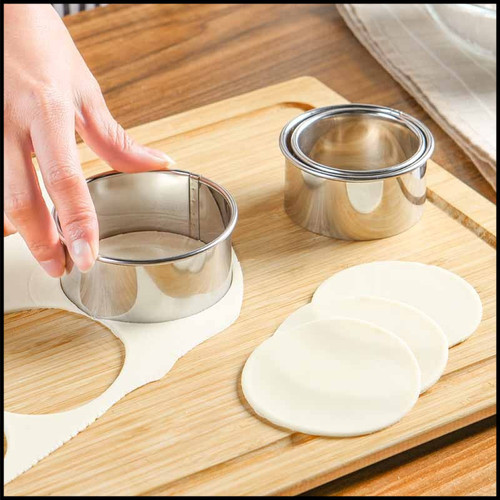 Stainless steel dumpling wrapper mold, dumpling making tools, dumpling wrapper pressing and cutting device, three-piece set, street stall goods