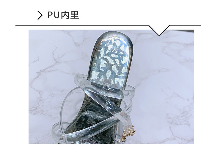 Giày cao gót nữ gót pha lê nhọn, quai mảnh bắt chéo, gót siêu cao trên 8 cm — Màu trắng, Màu đen, Vân đá màu bạc chi tiết 6