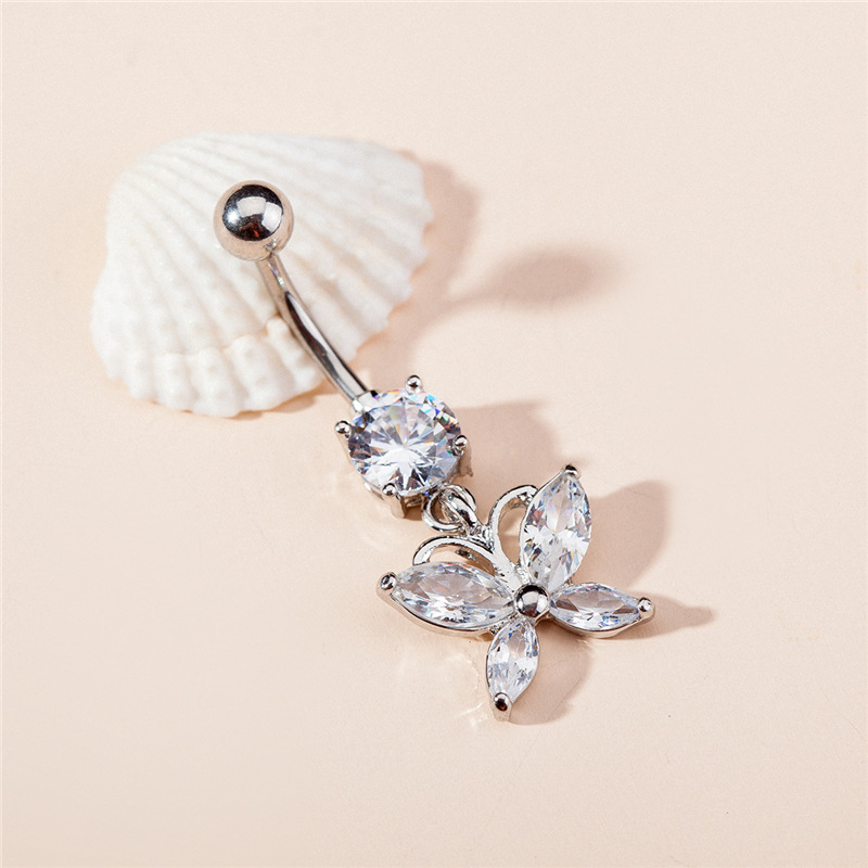 Piercing transfrontaliero europeo e americano con ciondolo a forma di farfalla con occhio di cavallo e zircone AAA, anello per ombelico_voghion.com