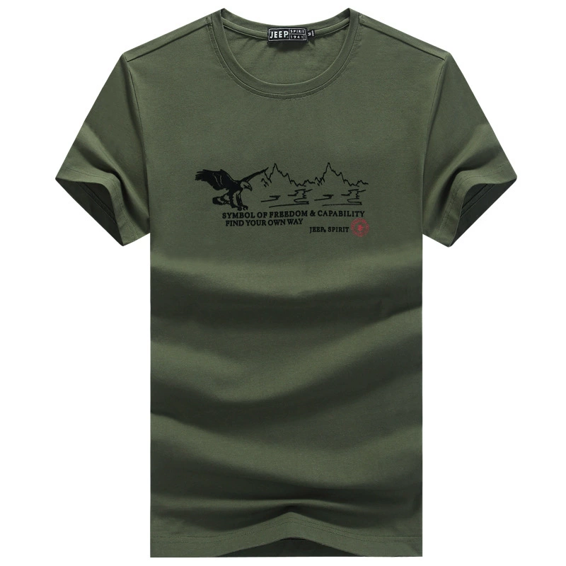 JEEP SPIRIT Летняя мужская футболка с коротким рукавом, хлопковая свободная Мужская Повседневная футболка больших размеров с коротким рукавом, 4007