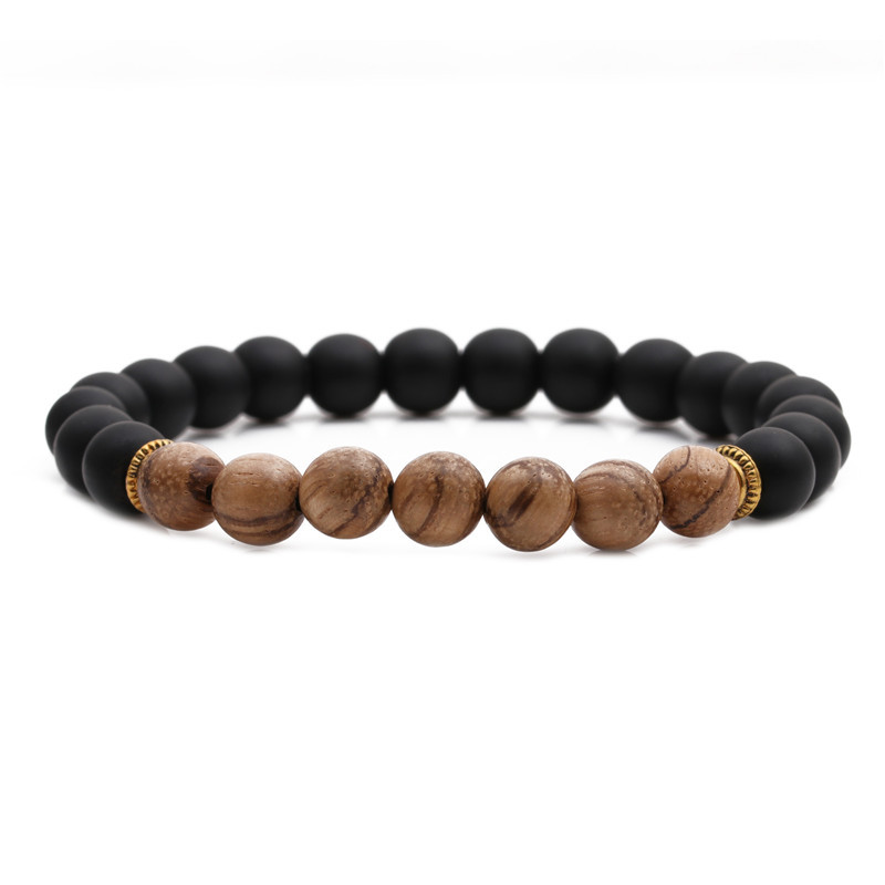 8mm Wenge Wood Tiger Eye Stone Frosted Stone Volcanic Stone Beaded Bracelet