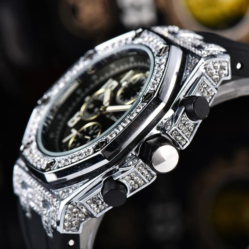 Quartz horloge 6 naalden multifunctioneel gesneden herenhorloge Mode diamant herenhorloge_voghion.com