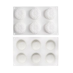 Folding round mousse silicone mold flow heart mooncake filling mold DIY baking mold French 6-piece cake mold