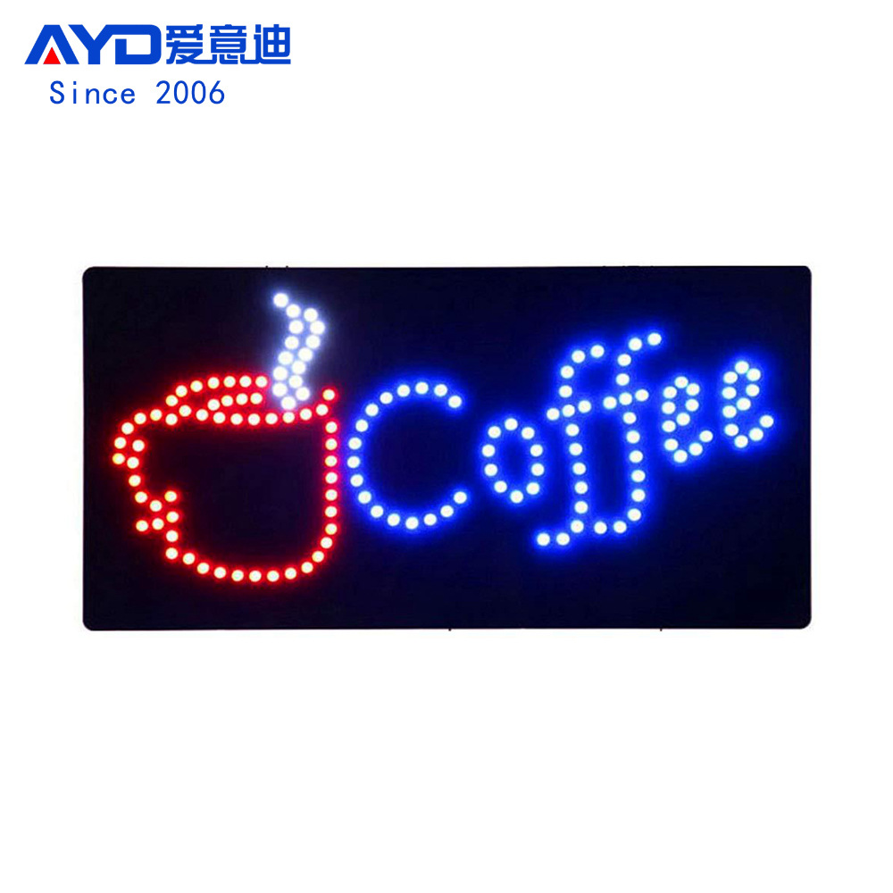 跨境灯箱LED广告牌咖啡店营业指示牌 LED Coffee Sign 48x24cm