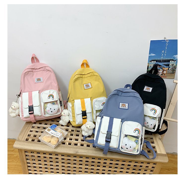 Korean Student Hit Color Backpack Soft School Bag display picture 42