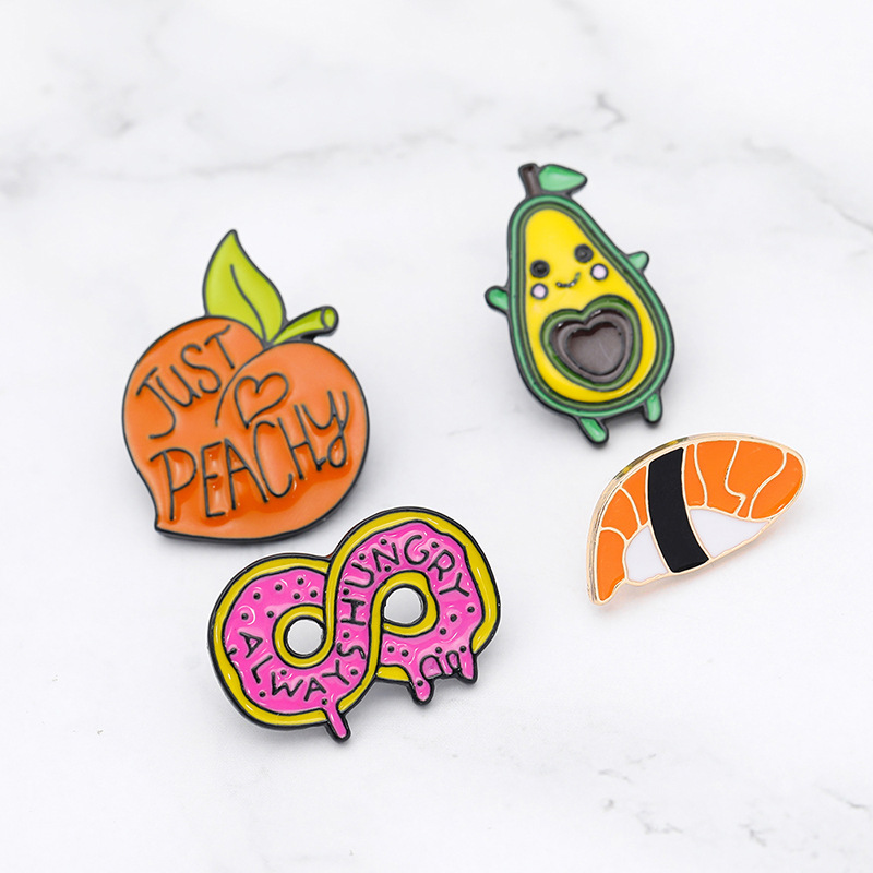 New Brooch Creative Cute Donut Cartoon Yellow Peach Avocado Sushi Cowboy Badge Wholesale Nihaojewelry display picture 11