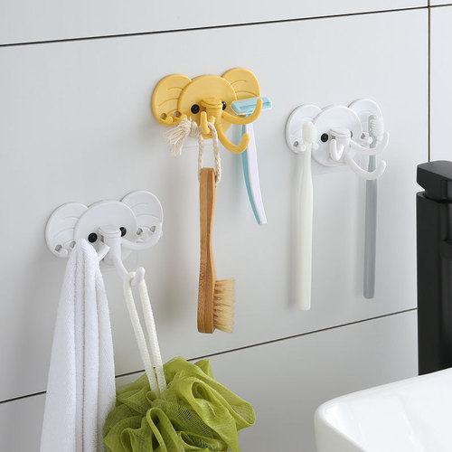 Patented kitchen bathroom elephant hook nail-free adhesive hook swivel hook