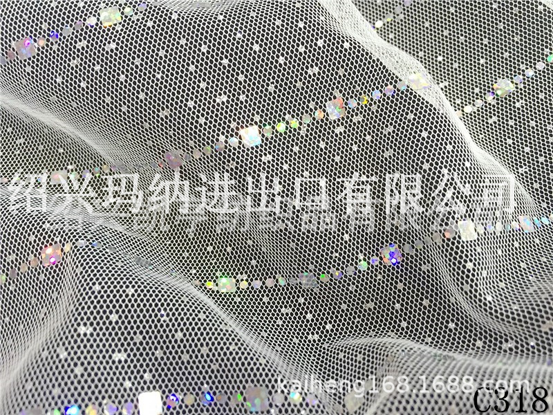 网布烫金几何图形贴片冲片双重工艺亮片网孔