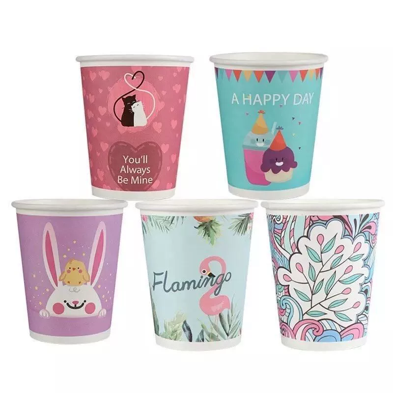 Одноразовые бумажные стаканчики 9 унций, утолщенные, для офиса и дома, с нанесенным логотипом, детские рисунки, 250 шт.