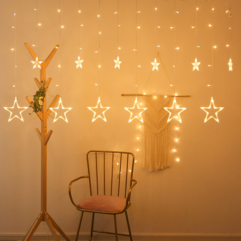 LED estrella lámpara cortina red habitación decoración de Navidad dormitorio estrella de cinco puntos lámpara de color lámpara de cadena de luces de estrella