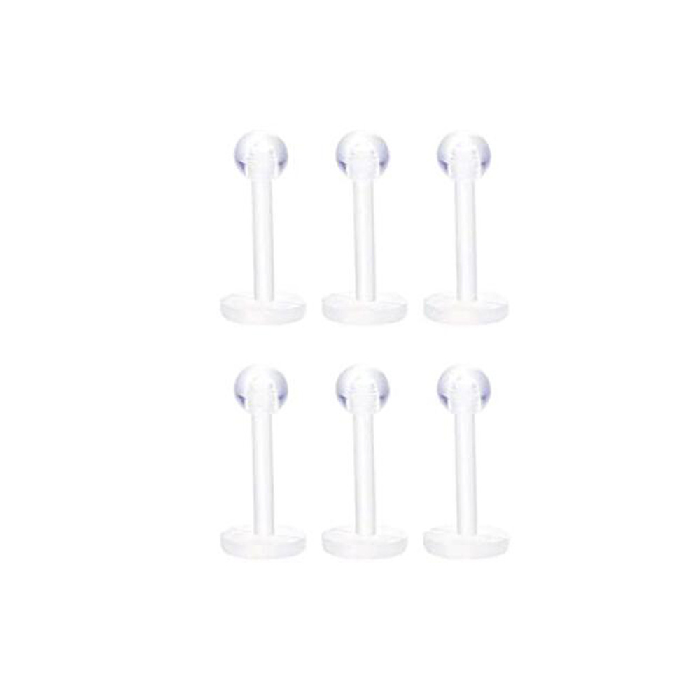 Transparent Acrylic Piercing Jewelry Set - Nose Ring, Eyebrow, Belly Button, Tongue, Lip - 6 Pieces detail image 12