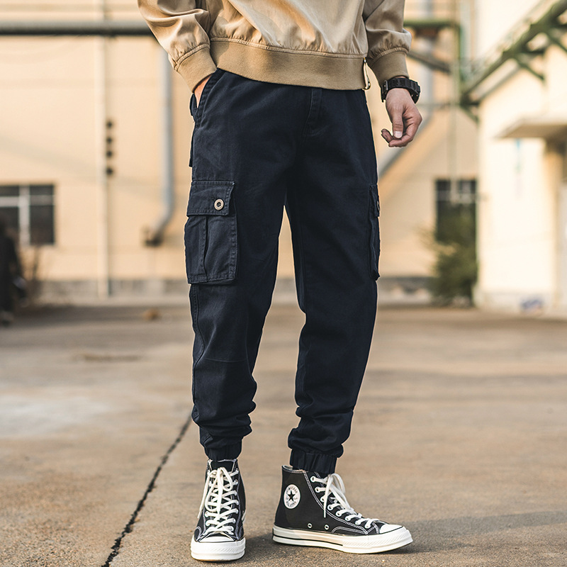 Summer cargo tooling pants men's tidal brand loose stroll trousers casual trousers Korean version of the trend nine pants men