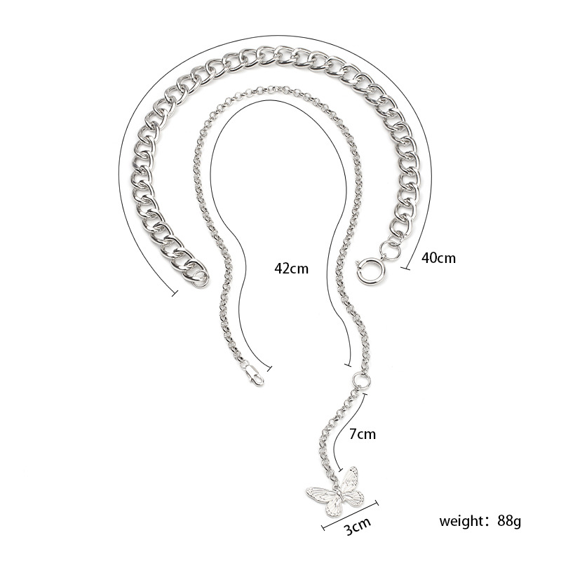 Exaggerated Large Chain Butterfly Pendant Necklace Aesthetic Multilayer Forest Clavicle Necklace Wholesale Cheap Rs-flyfishing Products